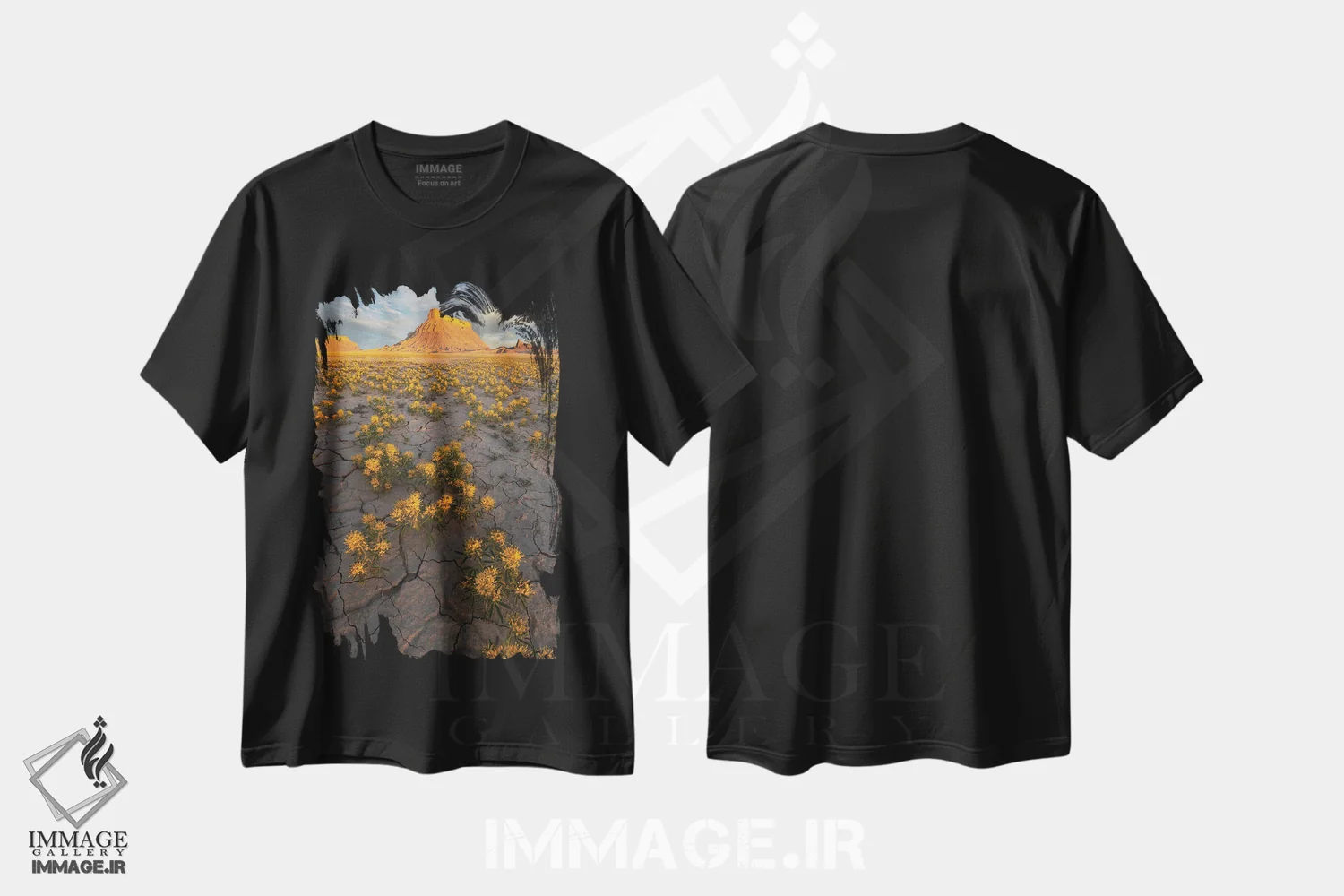 تیشرت مشکی طرح دار مزرعه طلایی، مدیوم اثر داستین لِفور | immage.ir