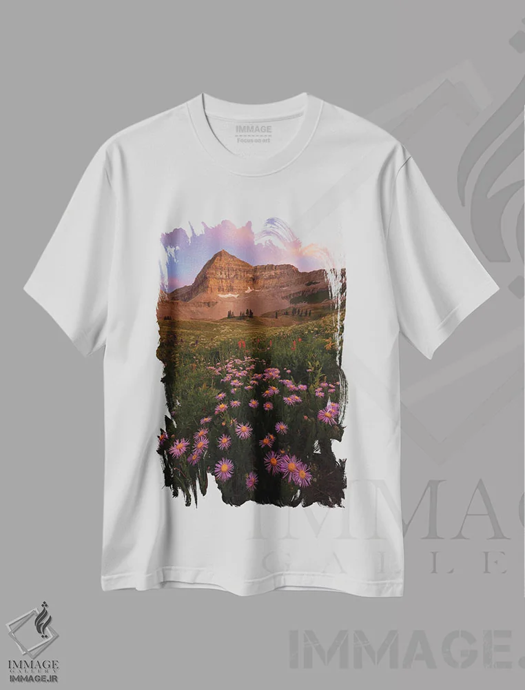 تیشرت سفید طرح دار غروب آستر، مدیوم اثر داستین لِفور | immage.ir