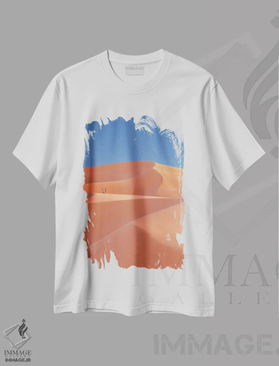 تیشرت سفید طرح دار تپه های شنی مرجانی، عکاسی هوایی اثر داستین لِفور | فروشگاه ایماژ