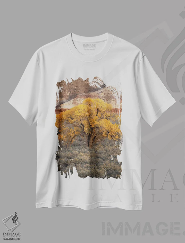 تیشرت سفید طرح دار سپیدار یوتا، مدیوم اثر داستین لِفور | immage.ir