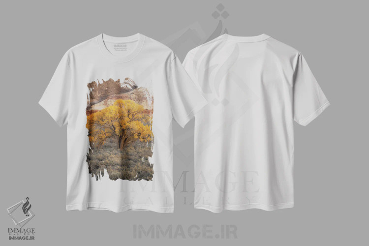 تیشرت سفید طرح دار سپیدار یوتا، مدیوم اثر داستین لِفور | immage.ir