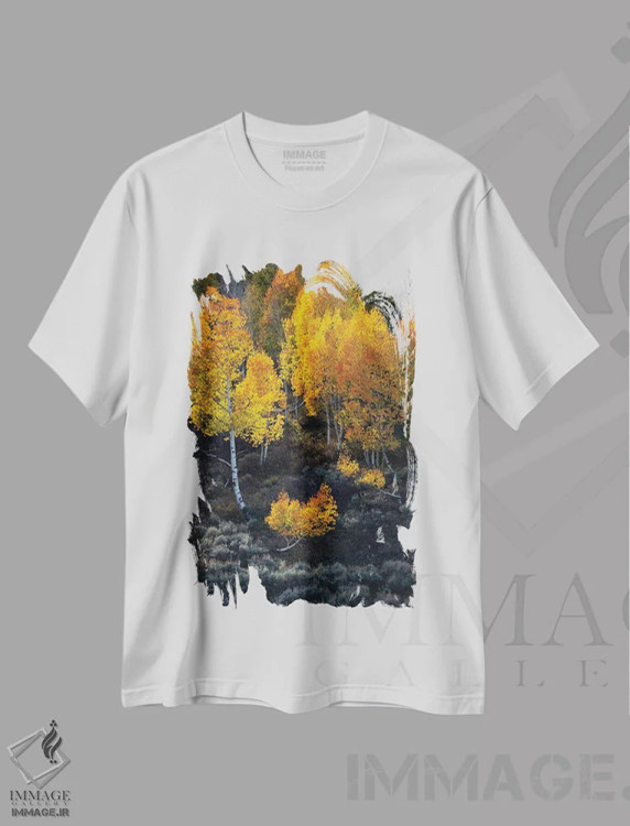 تیشرت سفید طرح دار شعله ور، مدیوم اثر داستین لِفور | immage.ir