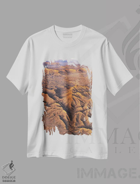 تیشرت سفید طرح دار بدلندز نورانی، عکاسی هوایی اثر داستین لِفور | فروشگاه ایماژ
