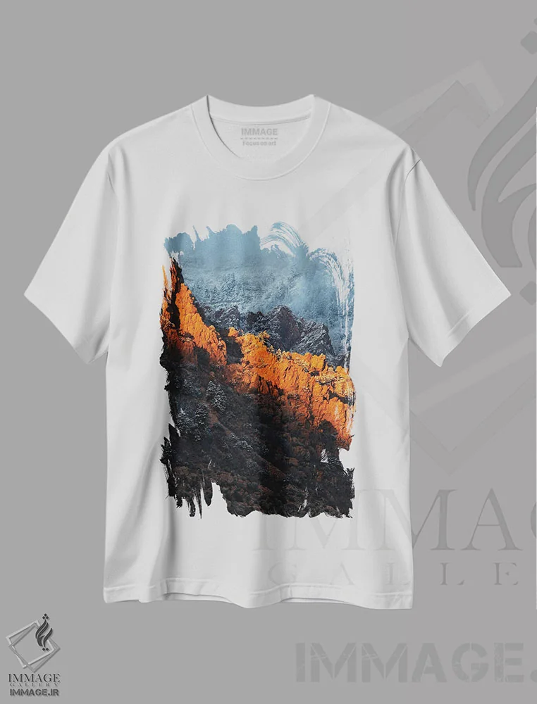 تیشرت سفید طرح دار شکافتن، مدیوم اثر داستین لِفور | فروشگاه ایماژ