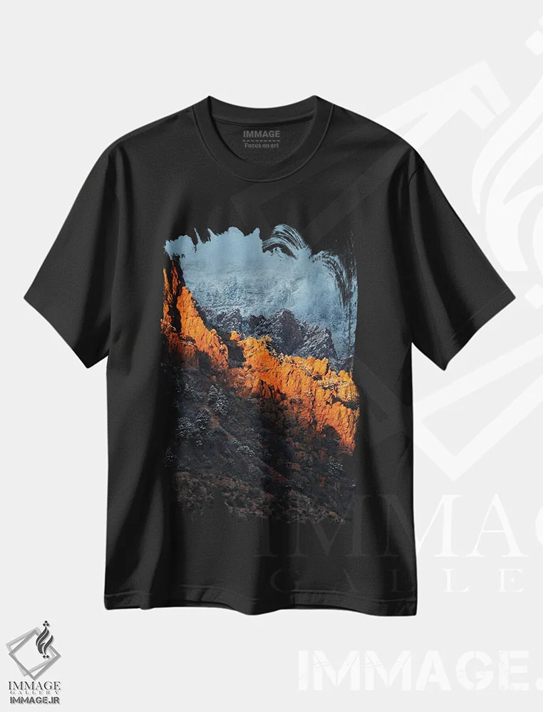 تیشرت مشکی طرح دار شکافتن، مدیوم اثر داستین لِفور | immage.ir