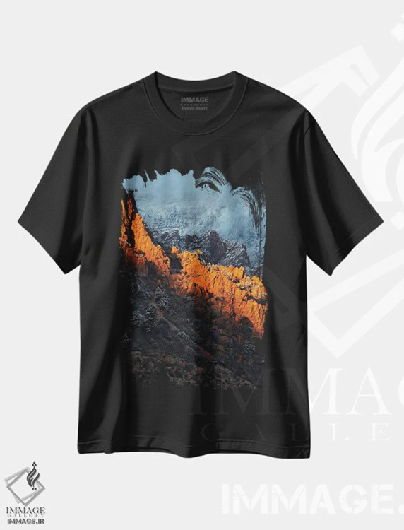 تیشرت مشکی طرح دار شکافتن، مدیوم اثر داستین لِفور | immage.ir