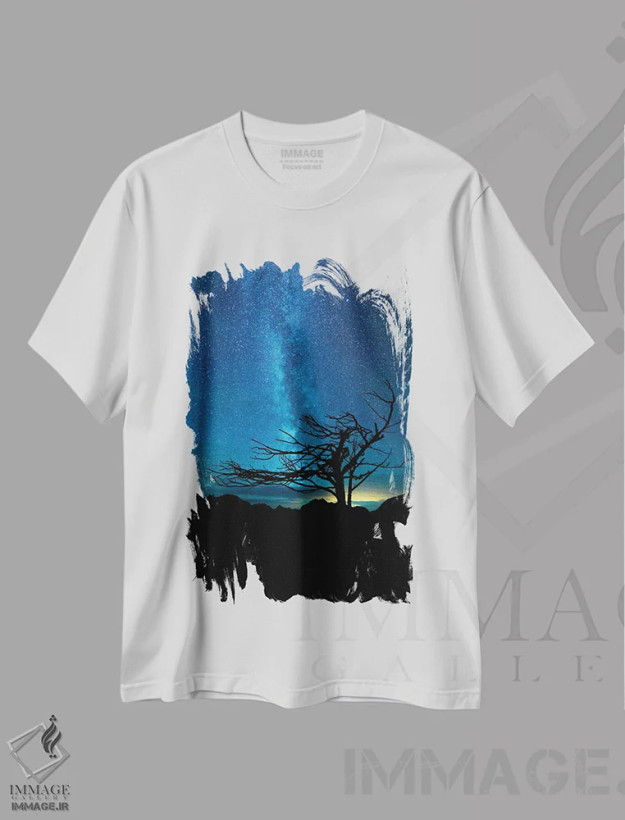 تیشرت سفید طرح دار جارو شده با باد، مدیوم اثر داستین لِفور | فروشگاه ایماژ