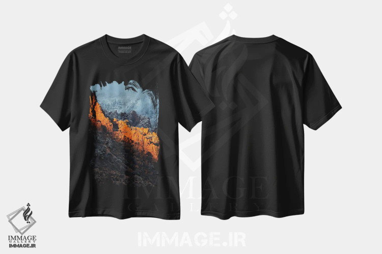 تیشرت مشکی طرح دار شکافتن، مدیوم اثر داستین لِفور | immage.ir