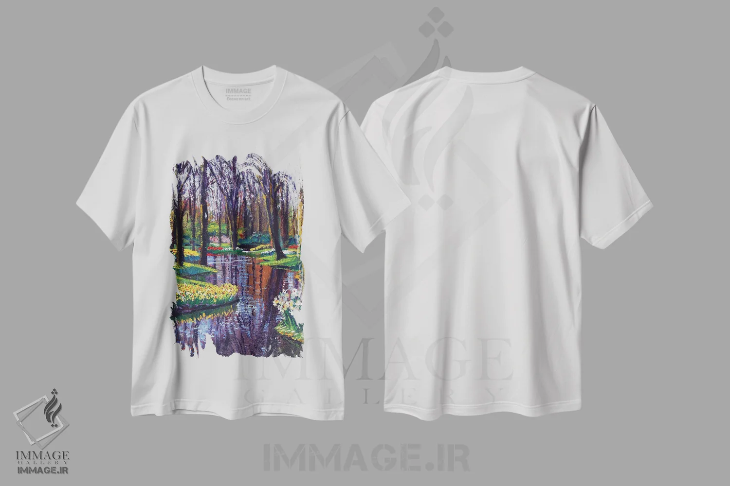 تیشرت سفید طرح دار پارک کوکنهوف در بهار، هنر فاخر معاصر اثر دیوید لوید گلوور | فروشگاه ایماژ