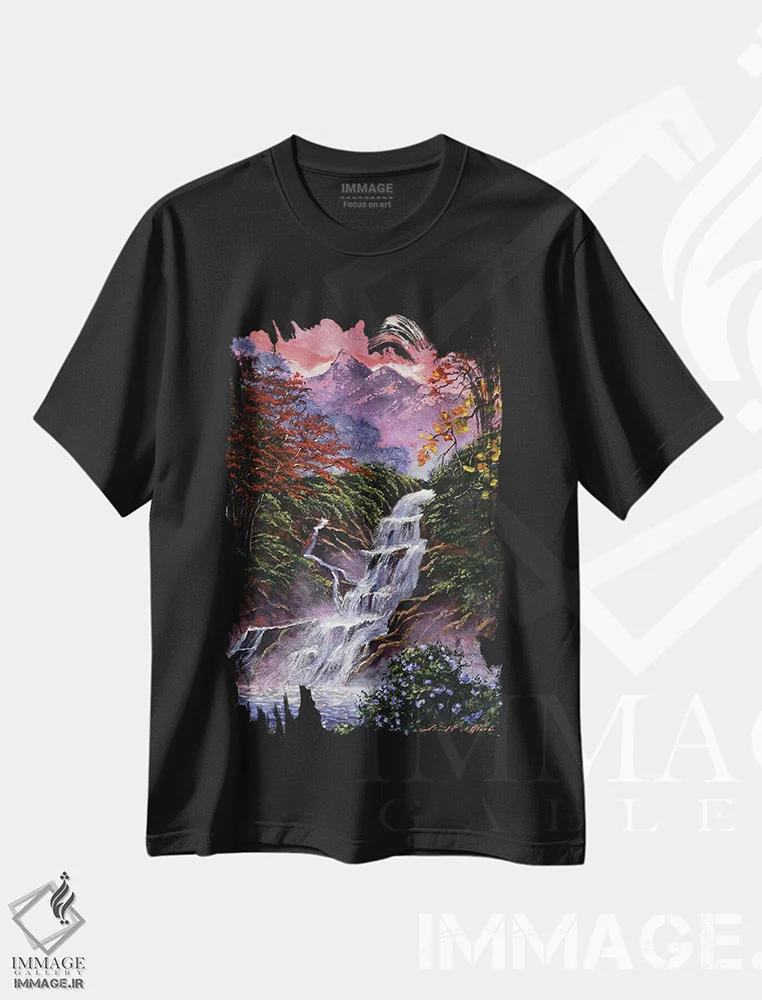 تیشرت مشکی طرح دار آوای آرامش، هنر فاخر معاصر اثر دیوید لوید گلوور | فروشگاه ایماژ