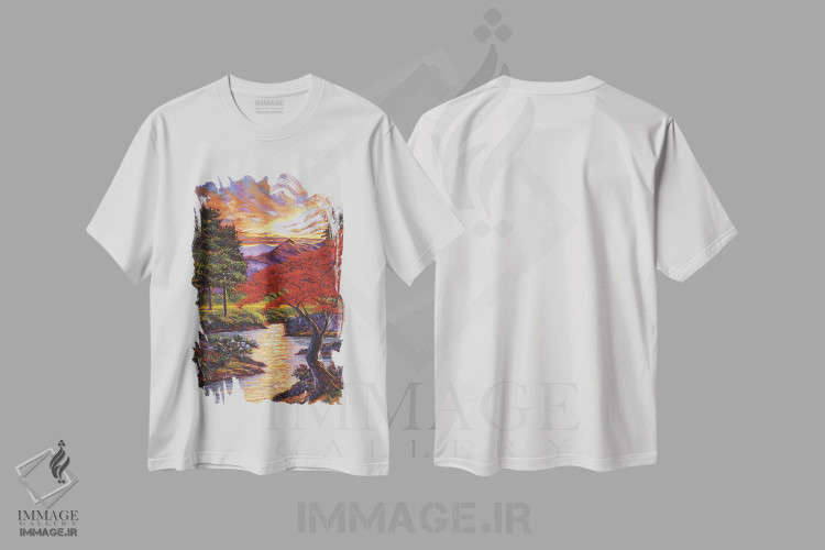 تیشرت سفید طرح دار درخت افرا قرمز قدیمی، هنر فاخر معاصر اثر دیوید لوید گلوور | فروشگاه ایماژ
