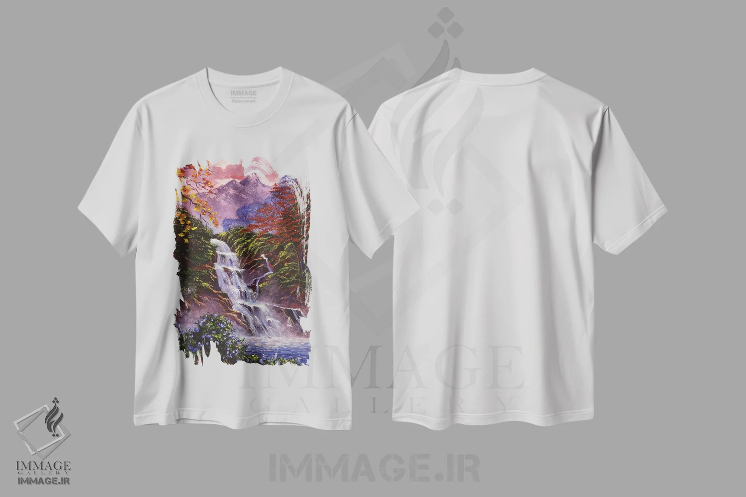 تیشرت سفید طرح دار برج های مه، هنر فاخر معاصر اثر دیوید لوید گلوور | immage.ir