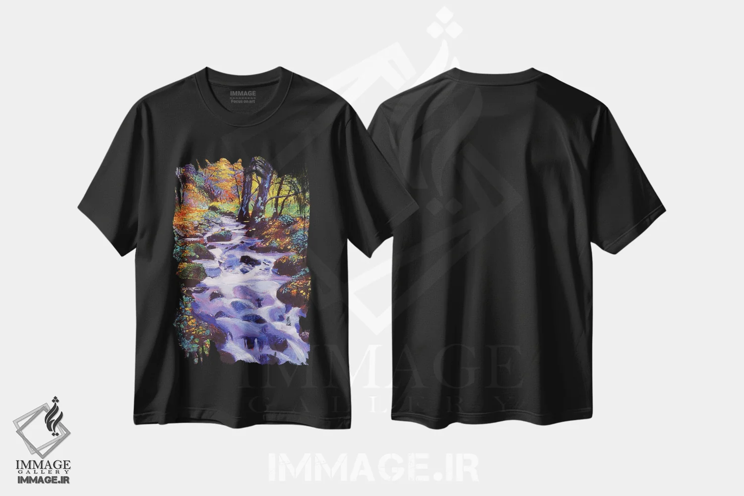 تیشرت مشکی طرح دار صدای آب ها، هنر فاخر معاصر اثر دیوید لوید گلوور | immage.ir