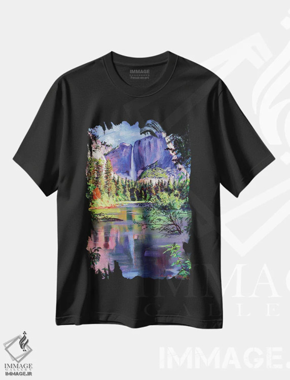 تیشرت مشکی طرح دار آبشار یوسمیتی، هنر فاخر معاصر اثر دیوید لوید گلوور | immage.ir