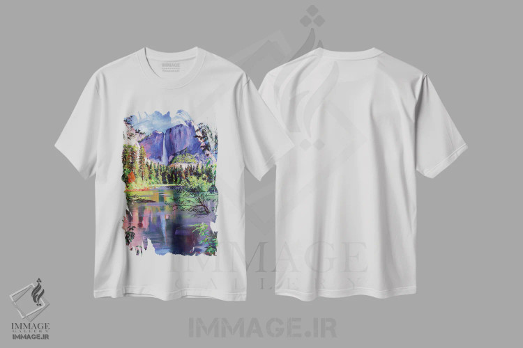 تیشرت سفید طرح دار آبشار یوسمیتی، هنر فاخر معاصر اثر دیوید لوید گلوور | فروشگاه ایماژ