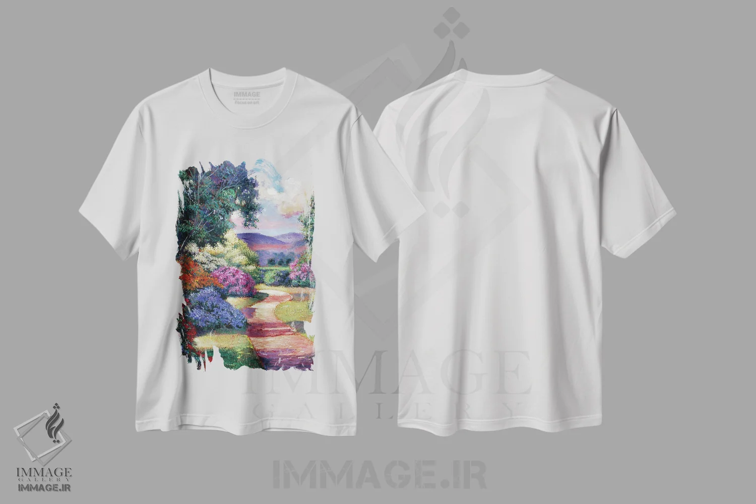 تیشرت سفید طرح دار مسیر بهاری آزالیا، هنر فاخر معاصر اثر دیوید لوید گلوور | فروشگاه ایماژ
