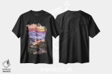 تیشرت مشکی طرح دار کلبه کنار دریاچه، دکور کلبه و لژ اثر دیوید لوید گلوور | فروشگاه ایماژ
