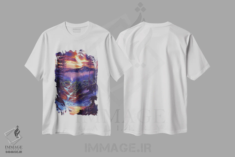تیشرت سفید طرح دار آب های آبشاری، هنر فاخر معاصر اثر دیوید لوید گلوور | فروشگاه ایماژ
