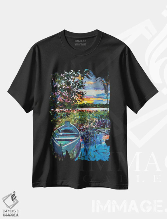 تیشرت مشکی طرح دار پایان روز، دکور کلبه و لژ اثر دیوید لوید گلوور | فروشگاه ایماژ