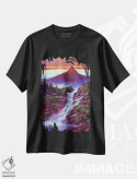 تیشرت مشکی طرح دار آبشارهای پارک یادبود، هنر فاخر معاصر اثر دیوید لوید گلوور | فروشگاه ایماژ