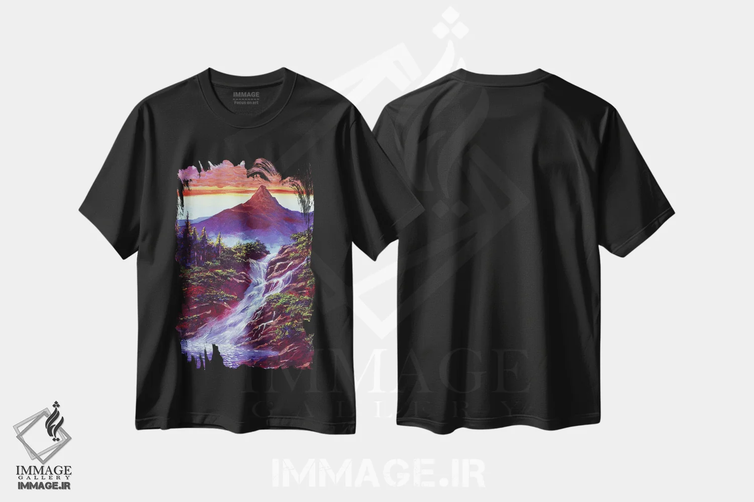 تیشرت مشکی طرح دار آبشارهای پارک یادبود، هنر فاخر معاصر اثر دیوید لوید گلوور | فروشگاه ایماژ
