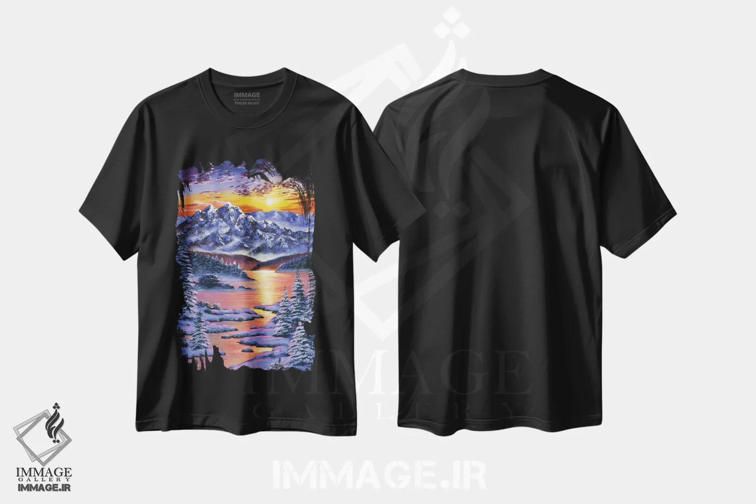 تیشرت مشکی طرح دار غروب یخ زده، هنر فاخر معاصر اثر دیوید لوید گلوور | immage.ir