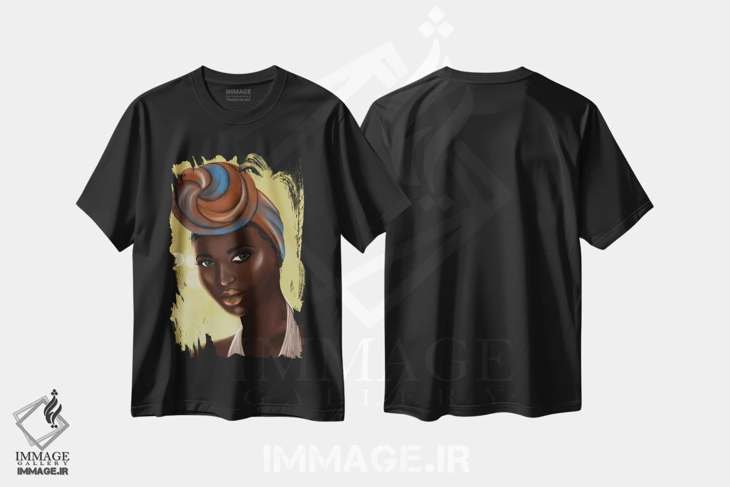 تیشرت مشکی طرح دار جادوی دختر سیاه پوست، هنر آمریکایی آفریقایی تبار اثر دی لاشه آرتیستری | immage.ir