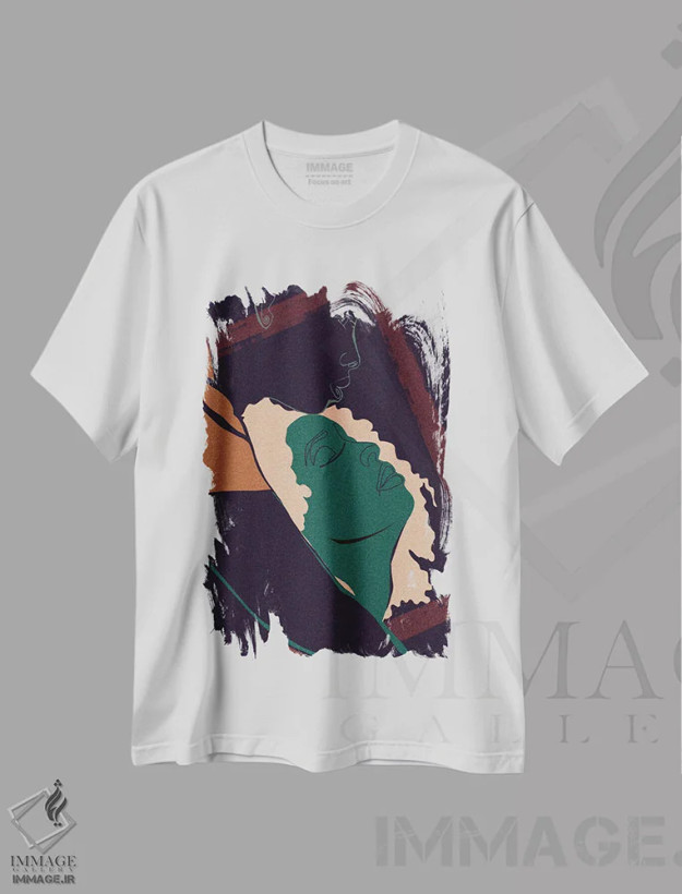 تیشرت سفید طرح دار راضی و سرشار، هنر آمریکایی آفریقایی تبار اثر دی لاشه آرتیستری | فروشگاه ایماژ