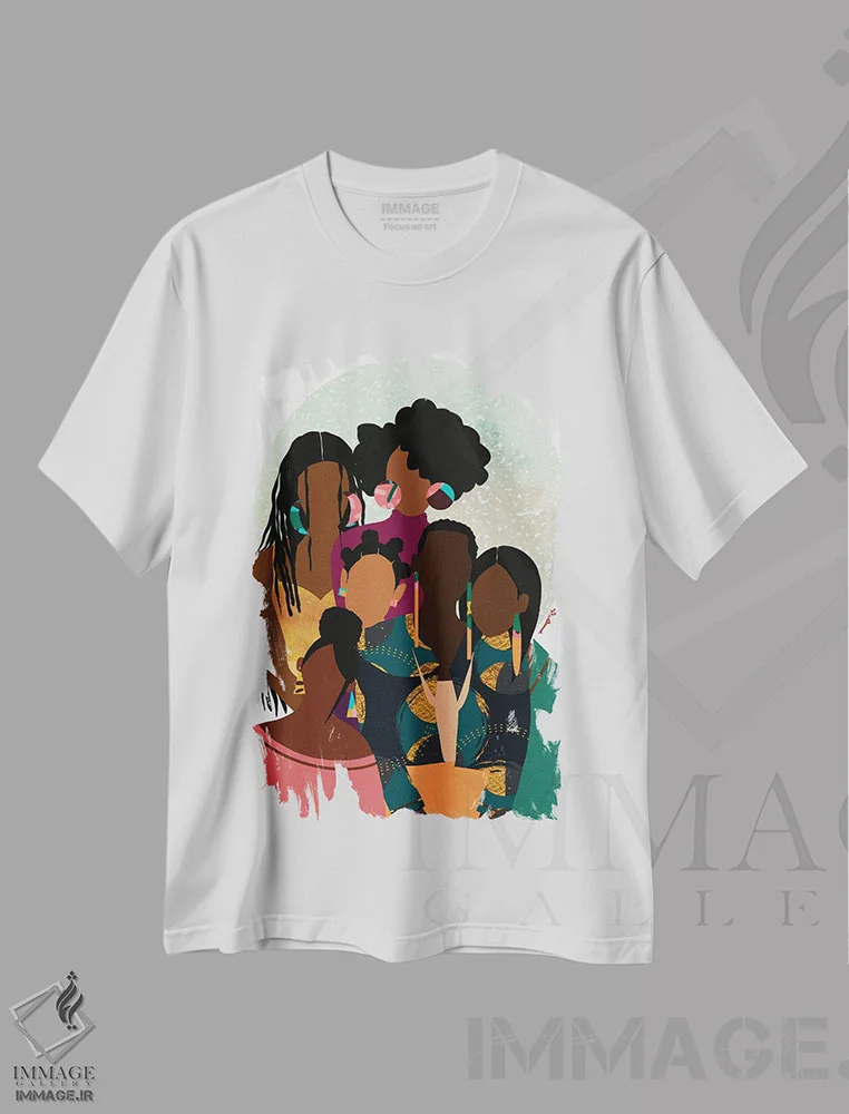 تیشرت سفید طرح دار وصله کاری، هنر آمریکایی آفریقایی تبار اثر دی لاشه آرتیستری | immage.ir