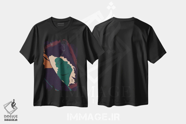تیشرت مشکی طرح دار راضی و سرشار، هنر آمریکایی آفریقایی تبار اثر دی لاشه آرتیستری | immage.ir