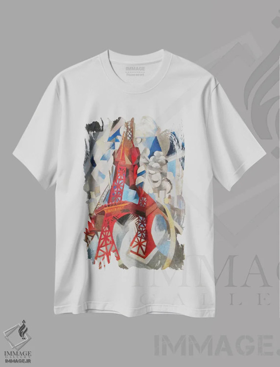 تیشرت سفید طرح دار برج سرخ، ۱۹۱۱-۱۲، دکور معاصر اثر رابرت دولونه | immage.ir
