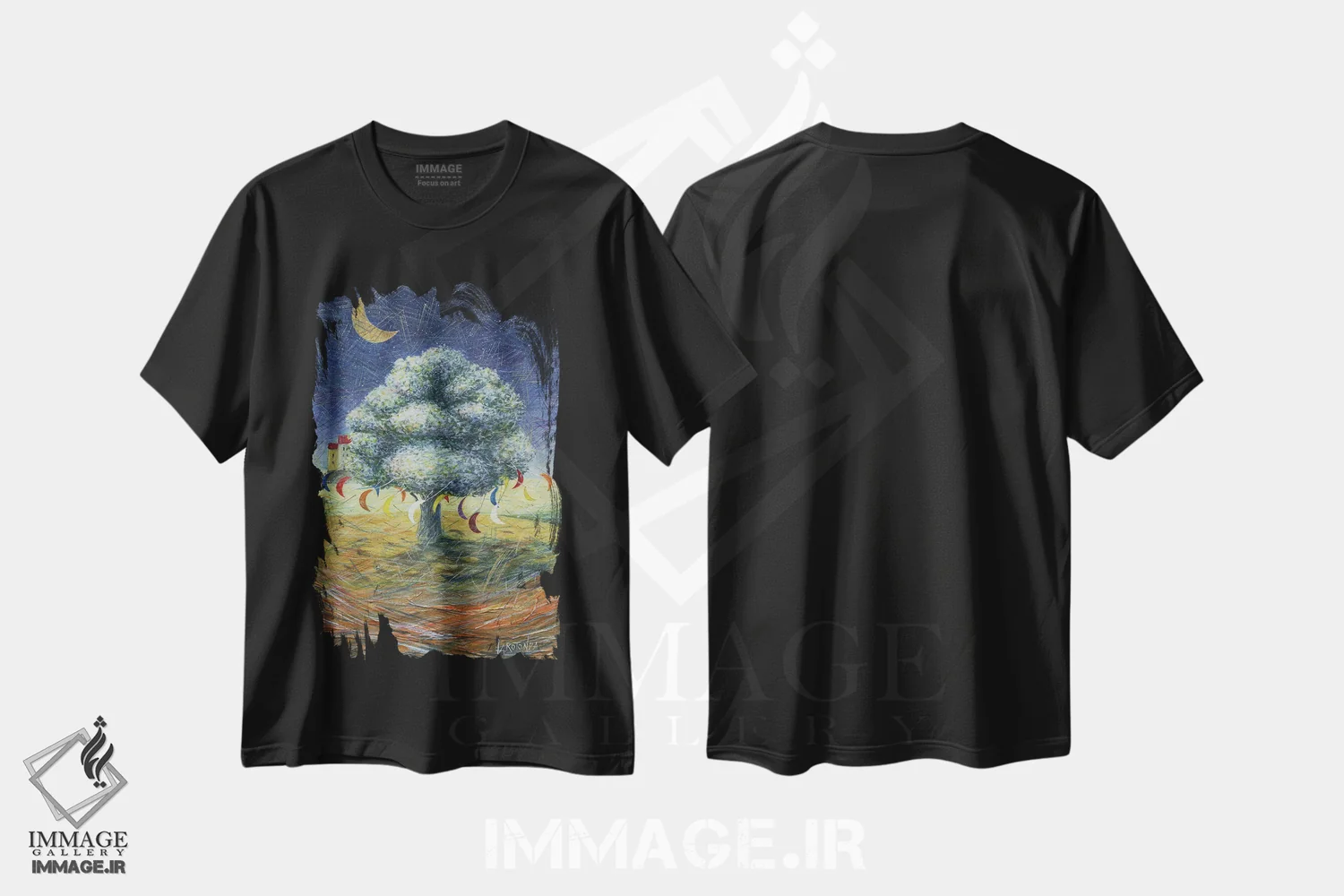 تیشرت مشکی طرح دار چرخ وفلک، هنر فاخر معاصر اثر دوناتو لاراتوندا | immage.ir