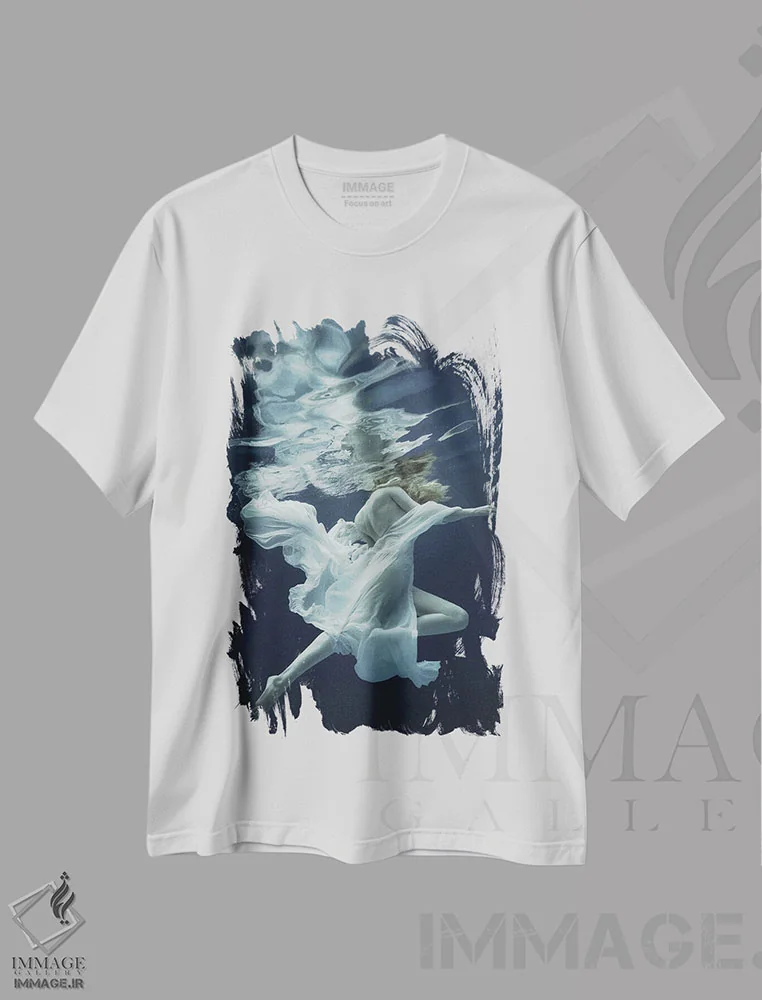 تیشرت سفید طرح دار آب و هوا، عکاسی هنری فاخر اثر دمیتری لاودین | فروشگاه ایماژ