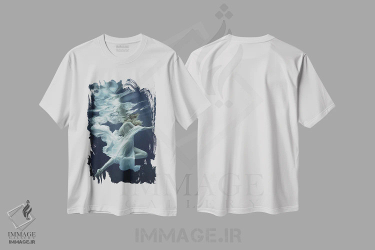 تیشرت سفید طرح دار آب و هوا، عکاسی هنری فاخر اثر دمیتری لاودین | فروشگاه ایماژ