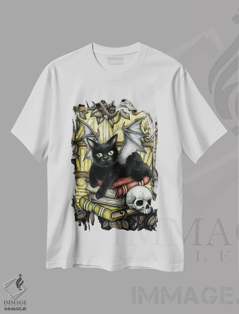 تیشرت سفید طرح دار تعقیب کنندهٔ شب، دکوراسیون جایگزین اثر دیانا لوین | فروشگاه ایماژ