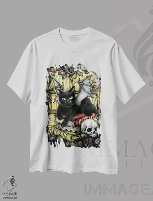 تیشرت سفید طرح دار تعقیب کنندهٔ شب، دکوراسیون جایگزین اثر دیانا لوین | فروشگاه ایماژ