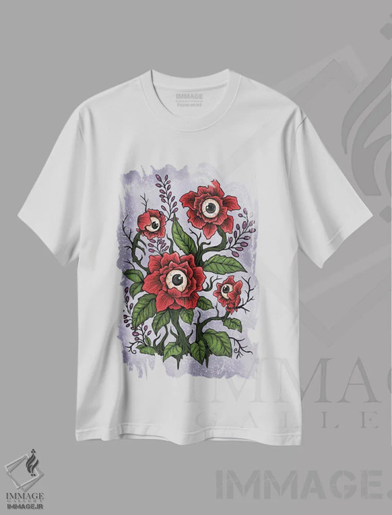 تیشرت سفید طرح دار چشم چران های ترسناک، دکوراسیون جایگزین اثر دیانا لوین | immage.ir