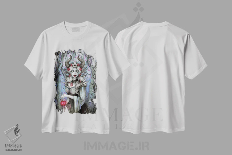 تیشرت سفید طرح دار ملکهٔ زمستان، دکوراسیون جایگزین اثر دیانا لوین | فروشگاه ایماژ