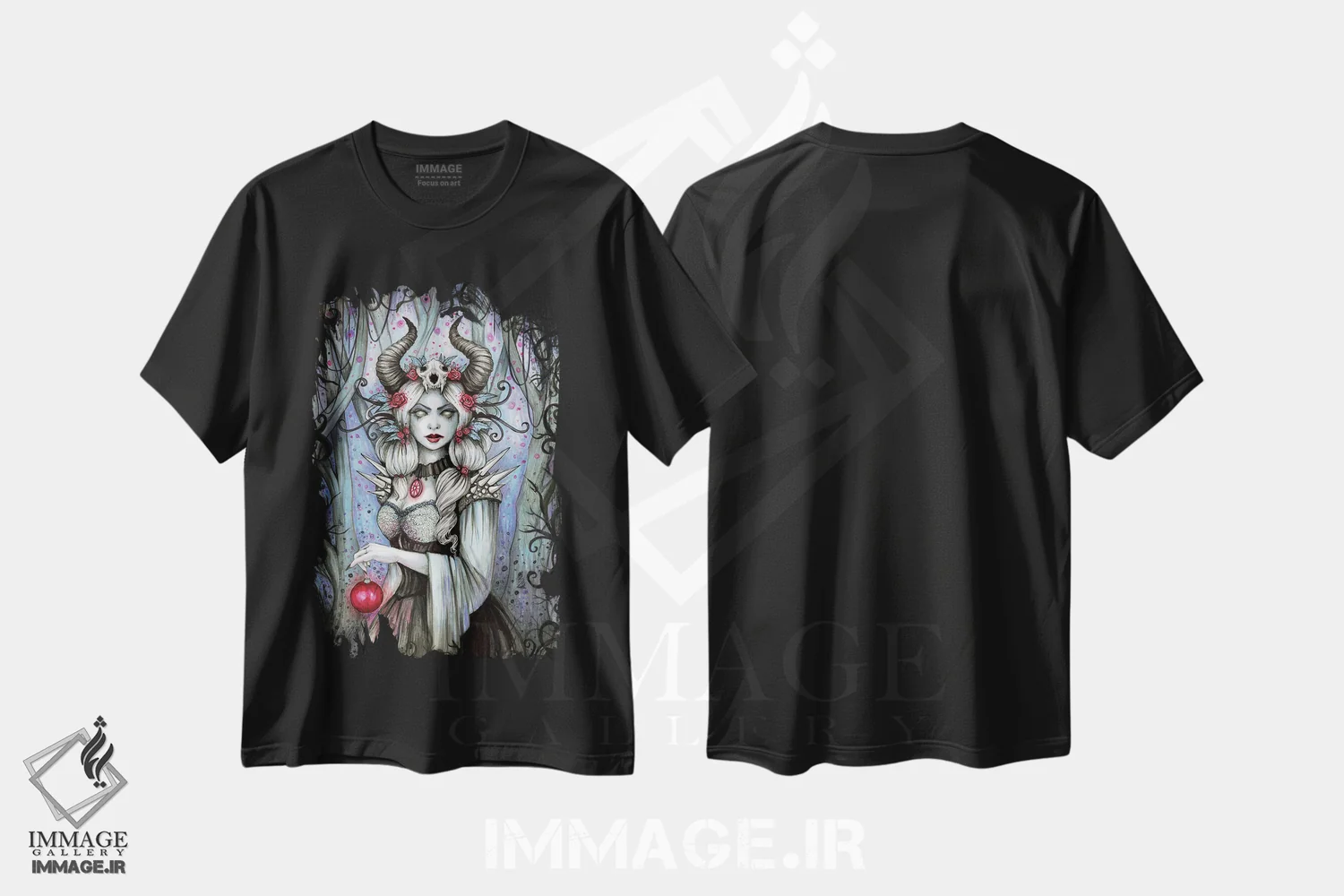 تیشرت مشکی طرح دار ملکهٔ زمستان، دکوراسیون جایگزین اثر دیانا لوین | immage.ir
