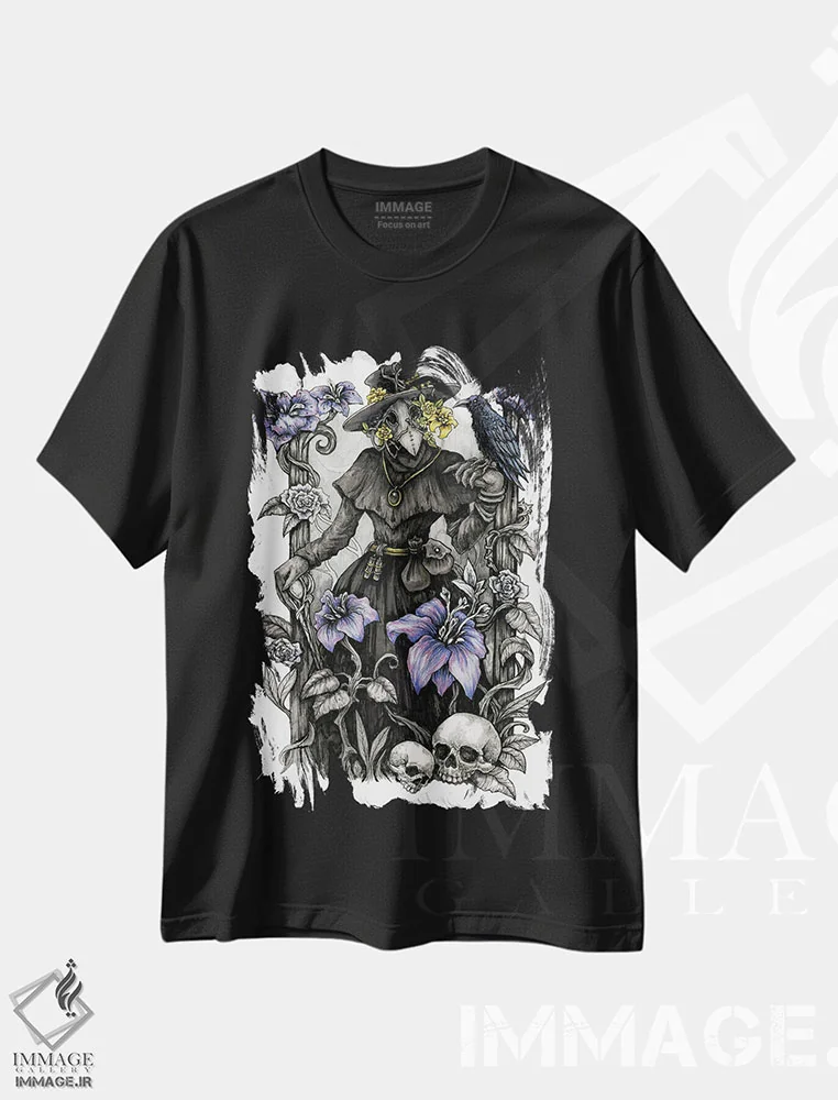 تیشرت مشکی طرح دار دکتر میازما، دکوراسیون جایگزین اثر دیانا لوین | فروشگاه ایماژ