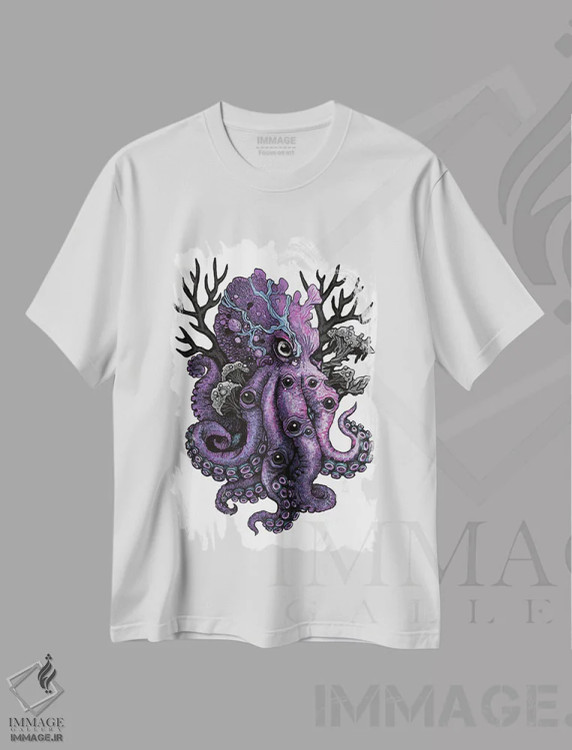 تیشرت سفید طرح دار بزرگ تر، دکوراسیون جایگزین اثر دیانا لوین | فروشگاه ایماژ