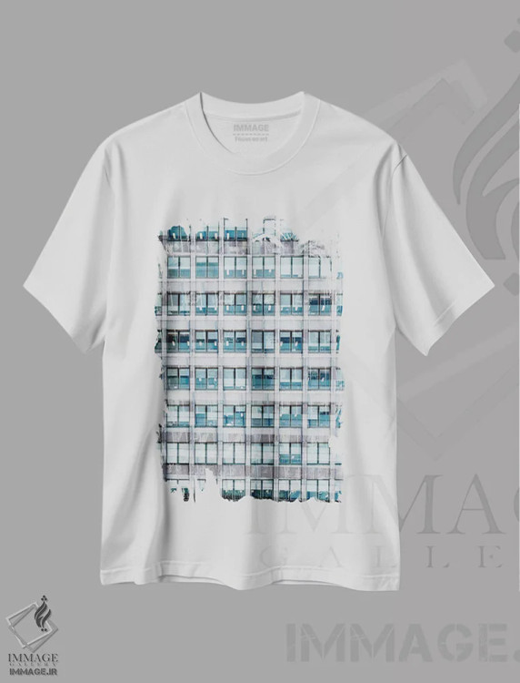 تیشرت سفید طرح دار الگوی پنجره ها شماره ۲۷، مدیوم اثر دانیلو د آلکساندریا | immage.ir