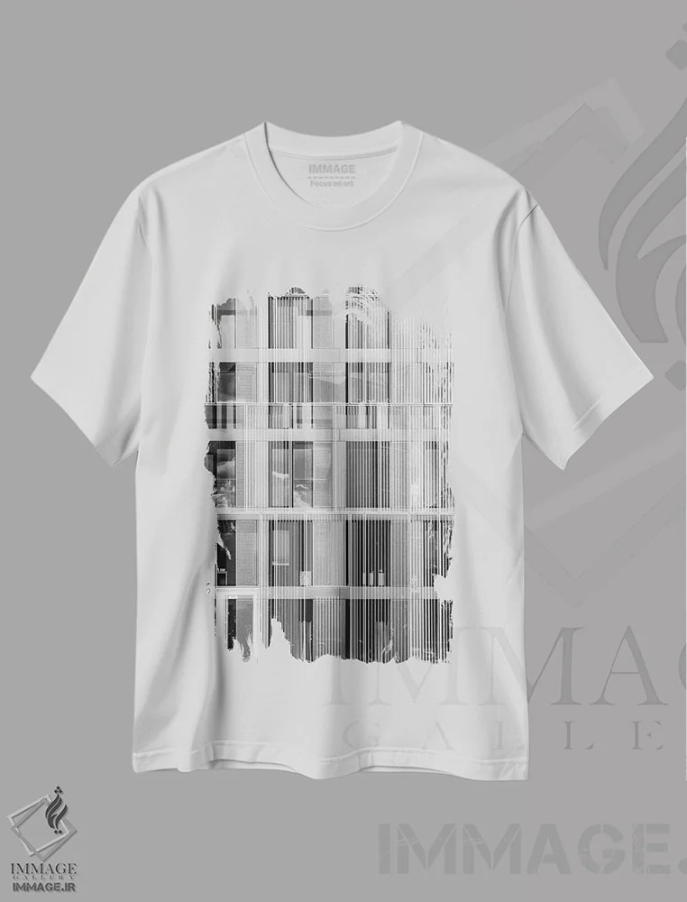 تیشرت سفید طرح دار الگوی پنجره ها شماره ۳۱، عکاسی سیاه و سفید اثر دانیلو د آلکساندریا | فروشگاه ایماژ