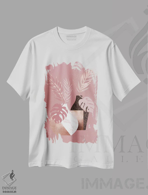تیشرت سفید طرح دار گلدان گل رز، تزئینی اثر دانیلو د آلکساندریا | immage.ir