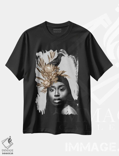 تیشرت مشکی طرح دار پرنده سیاه، عکاسی ترکیبی اثر دانیلو د آلکساندریا | فروشگاه ایماژ