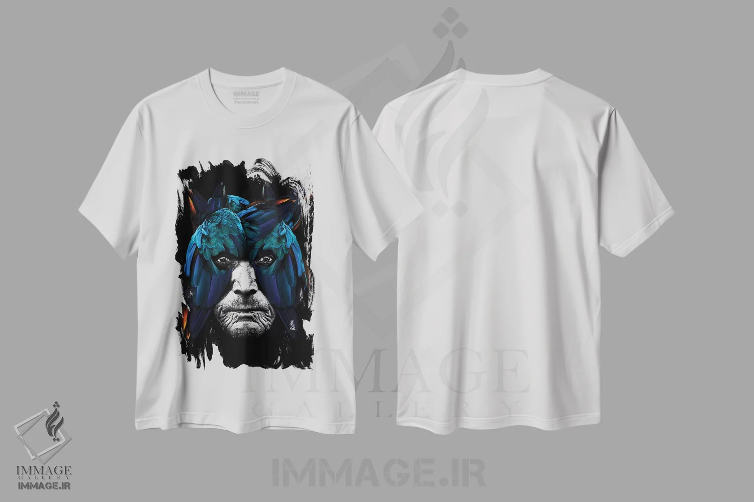 تیشرت سفید طرح دار انسان-پرنده آرارا، هنر دیجیتال اثر دانیلو د آلکساندریا | فروشگاه ایماژ