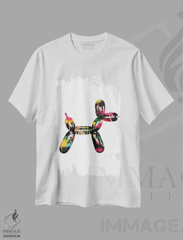 تیشرت سفید طرح دار یادآوری مرگ | سگ، هنر خیابانی اثر دانیلو د آلکساندریا | immage.ir
