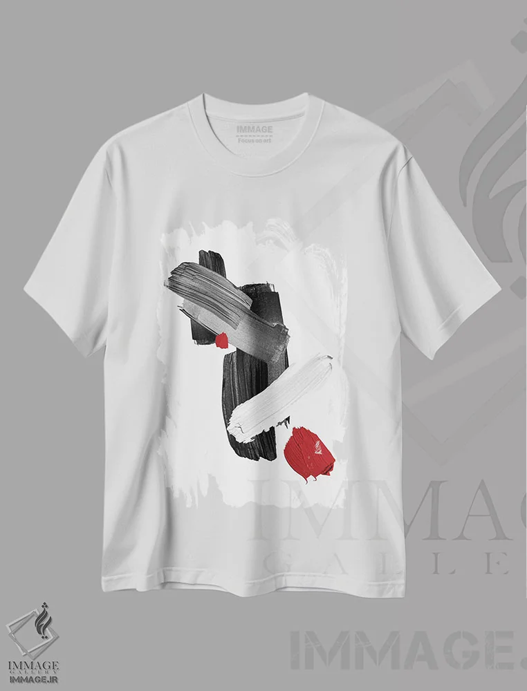 تیشرت سفید طرح دار قرمز | قلم مو I اثر دانیلو د آلکساندریا | immage.ir