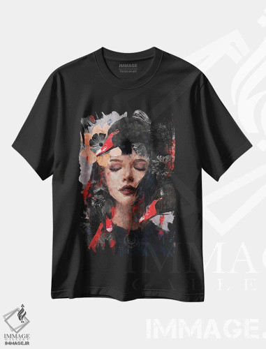 تیشرت مشکی طرح دار قرمز | قو I اثر دانیلو د آلکساندریا | فروشگاه ایماژ