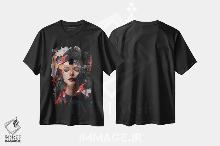 تیشرت مشکی طرح دار قرمز | قو I اثر دانیلو د آلکساندریا | فروشگاه ایماژ